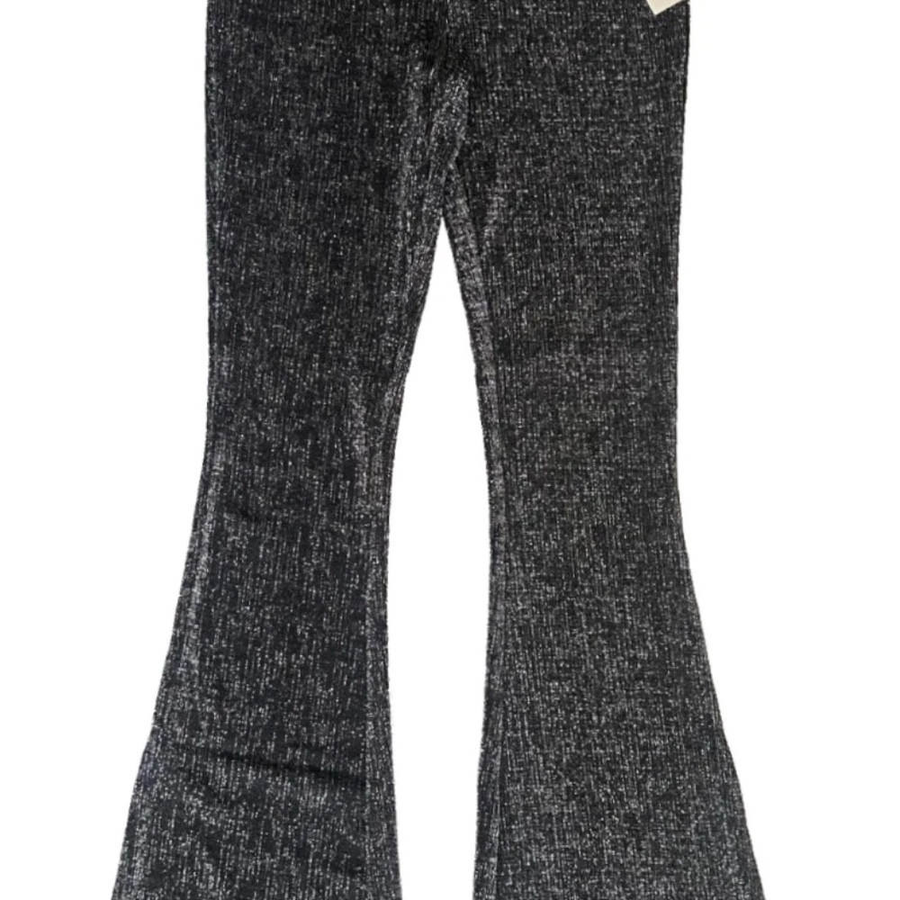 No Boundaries Metallic Silver + Black Flare Pants Y2K 90s
